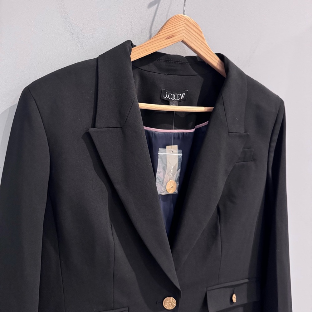 NWT J. Crew Vivienne Italian Bi-Stretch Wool Blazer in Black, Size 4 - Picture 5 of 14